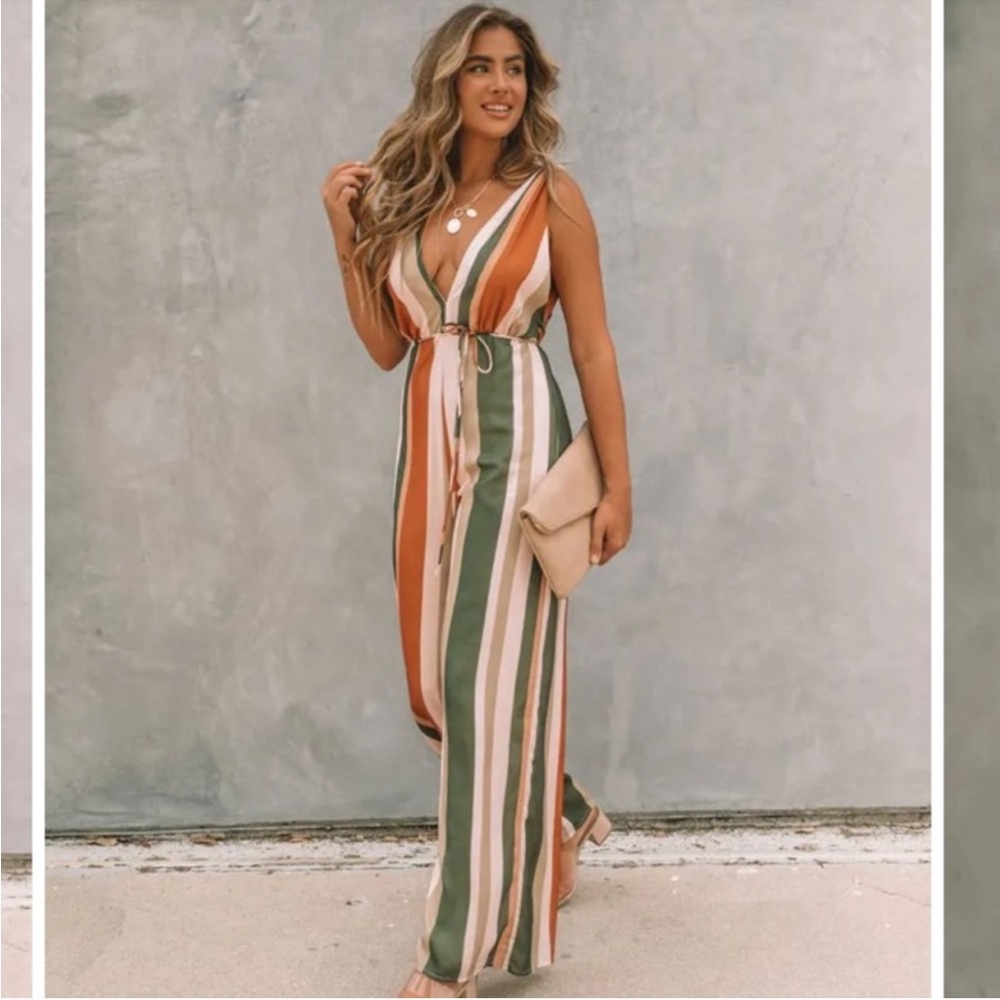 NWT Striped Tie Jumpsuit